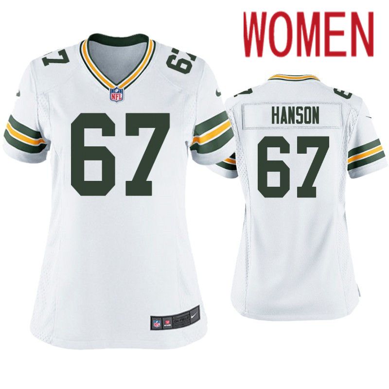 Women Green Bay Packers #67 Jake Hanson White Nike Game Player NFL Jersey